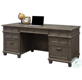 Carson Weathered Gray Brown 2 Piece Double Pedestal Home Office Set