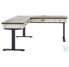 Hartford White And Gray Adjustable Height Electric Sit Stand L Shape Desk