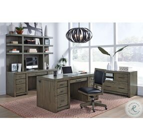 Modern Loft Greystone Credenza Desk with Hutch
