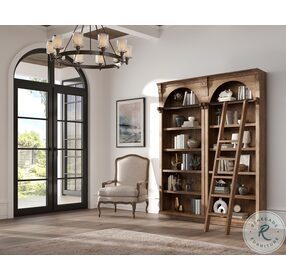 Stratton Rich Toffee 2-Piece Bookcase Wall with Ladder