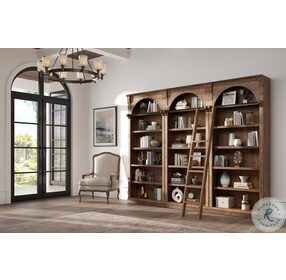 Stratton Rich Toffee 3-Piece Bookcase Wall with Ladder