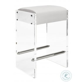 Indy White Vinyl And Nickel Counter Height Stool