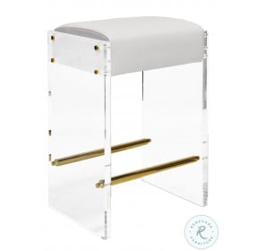 Indy White Vinyl And Brass Counter Height Stool
