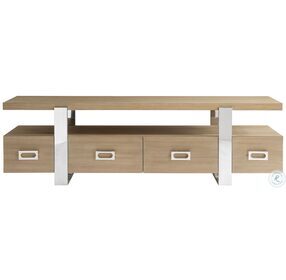 Modulum Polished Stainless Steel And Sahara Entertainment Credenza