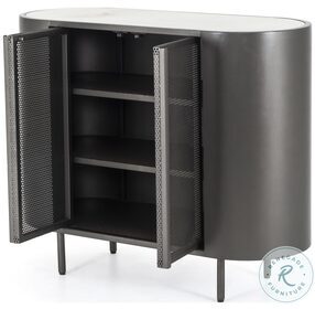 Libby Gunmetal And Polished White Marble Small Cabinet