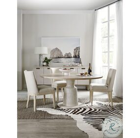 Cascade Soft Taupe And Textured Gesso Pedestal Dining Table