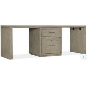 Linville Falls Soft Smoked Gray 84" Home Office Set with One Centered File Cabinet