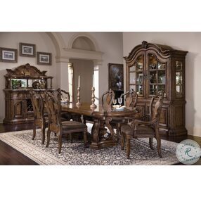 San Mateo Rich Brown Extendable Double Pedestal Dining Table