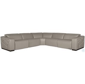 Opal Sorrento Dove Leather 5 Piece Power Reclining Sectional With Power Headrest
