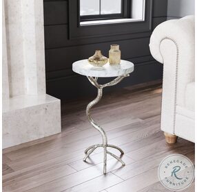 Joel White And Silver 22" Side Table