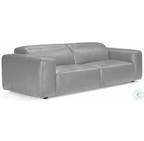 Jacklyn Gray Leather Sofa with Adjustable Headrest