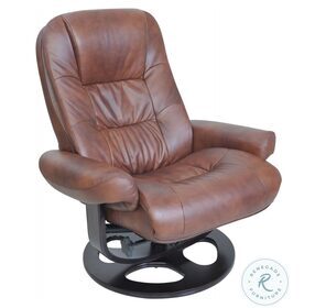 Jacque Hilton Whiskey Swivel Pedestal Recliner with Ottoman