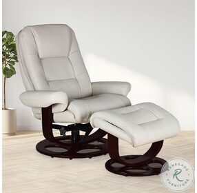 Jacque Roman Ivory Swivel Pedestal Recliner with Ottoman