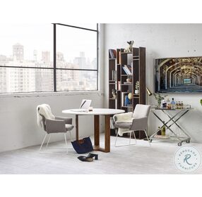 Jinxx White Marble And Natural Dining Table