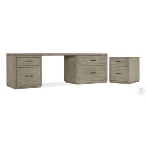 Linville Falls Soft Smoked Gray 96" Desk with Small File and Lateral File Cabinet