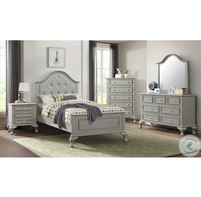 Jenna Gray Twin Upholstered Panel Bed
