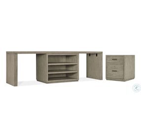 Linville Falls Soft Smoked Gray 96" Desk with Centered Open Desk Cabinet