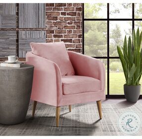 Zoe Blush And Wooden Leg Accent Chair