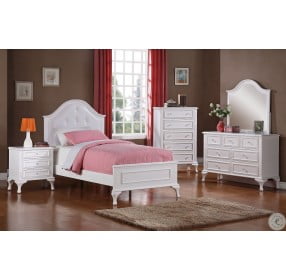Jenna White Full Upholstered Panel Bed