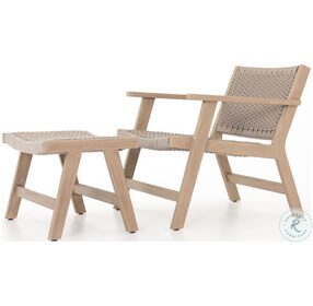 Delano Washed Brown Outdoor Chair With Ottoman
