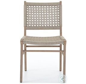 Delmar Ivory Rope And Washed Brown Outdoor Dining Chair