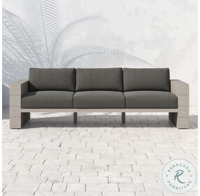 Leroy 96" Grey And Charcoal Outdoor Sofa