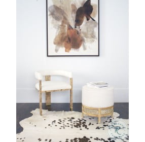 Jude Burl Wood And White Linen Modern Accent Chair