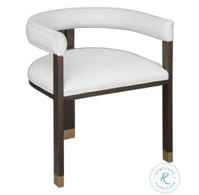 Jude Dark Espresso Oak And White Linen Modern Accent Chair