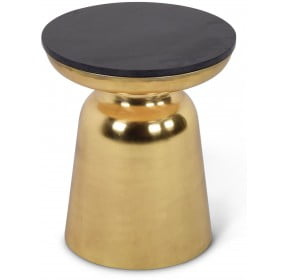 Jovana Black Granite And Brushed Bronze Round End Table