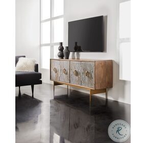 Russell Medium Wood And Gold Metal Credenza