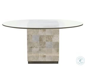 Trimbelle White Onyx And Antique Pewter 54" Round Dining Table