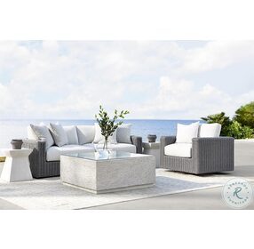 Tenerife White Square Coco Twig Outdoor Cocktail Table