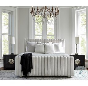 Silhouette Beige King Upholstered Panel Bed