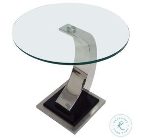 Katniss Stainless Steel Glass Top Round End Table