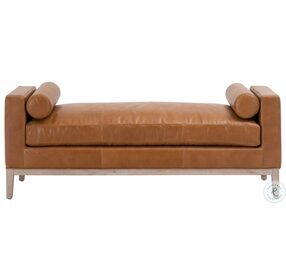 Keaton Whiskey Brown Leather Bench