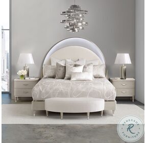 Eclipse Moonlight And Ivory King Upholstered Panel Bed with LED Lights