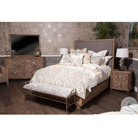 Hudson Ferry Driftwood And Gray Diamond Quilted King Upholstered Panel Bed