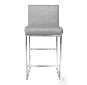 Kingston Gray Faux Shagreen And Nickel Counter Height Stool