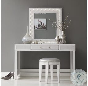 Starlight Pearlized White And Silver Vanity Mirror