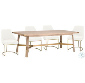 Klein Honey Oak And Brushed Gold Dining Table