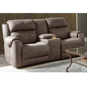 Safe Bet Slate Power Headrest Reclining Loveseat with Console