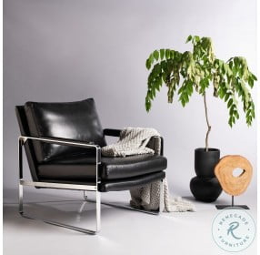 Esposito Black And Silver Metal Accent Chair