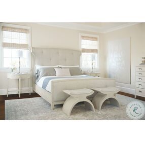 East Hampton Cerused Linen And Muted Gray Queen Upholstered Bed