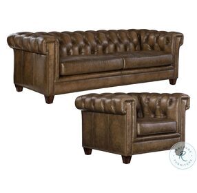 Chester Tianran Nature Leather Tufted Stationary Sofa