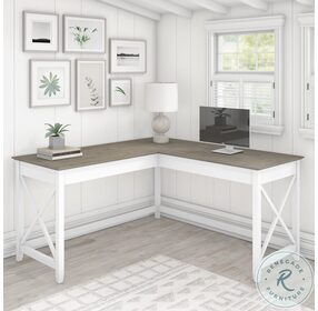 Key West Pure White and Shiplap Gray 60" L Shaped Desk