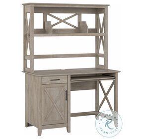 Key West Washed Gray 48" Small Computer Home Office Set With Hutch