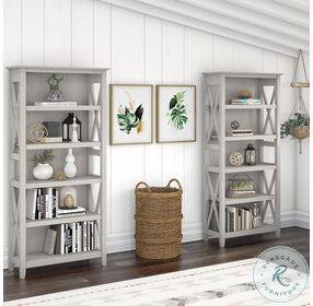 Key West Linen White Oak 2 Piece Bookcase Set