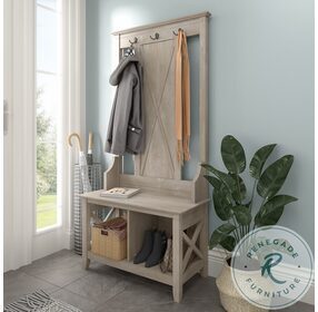 Key West Washed Gray Hall Tree With Shoe Storage Bench
