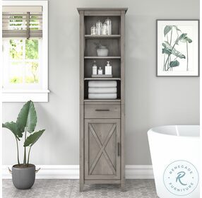 Key West Driftwood Gray Tall Narrow Bookcase Cabinet