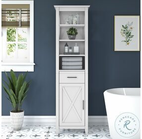 Key West White Ash Tall Narrow Bookcase Cabinet